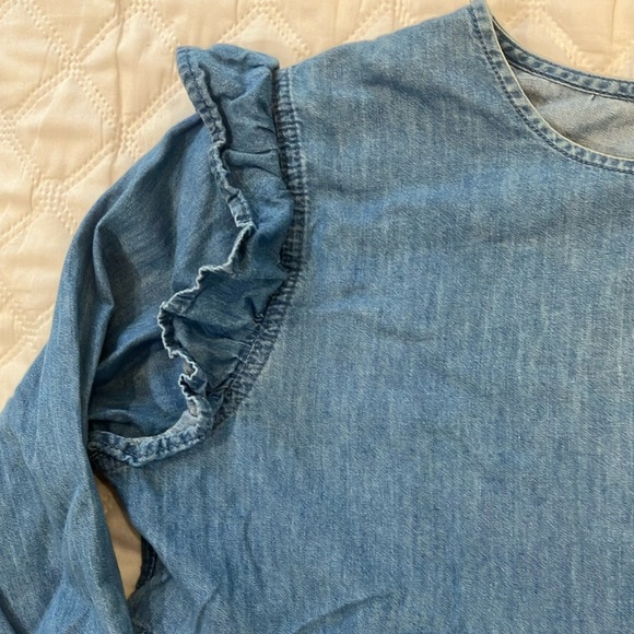 ASOS denim women’s size 6 light Blue Ruffled Peplum Jean Blouse - Picture 4 of 16
